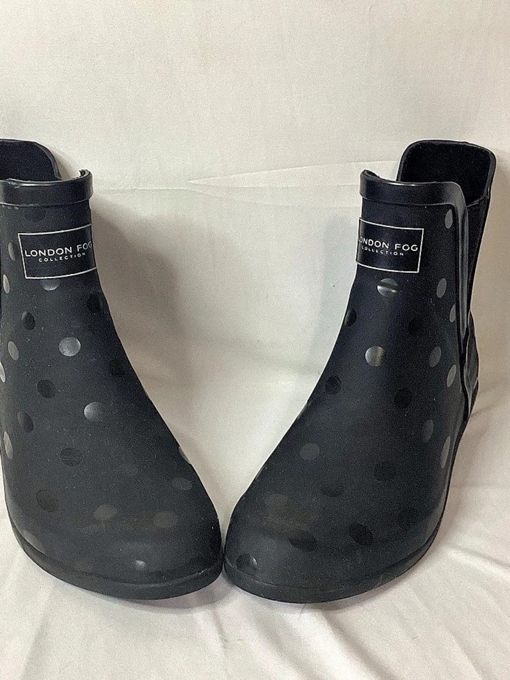 London Fog Rain Boots Polka Dot in Black